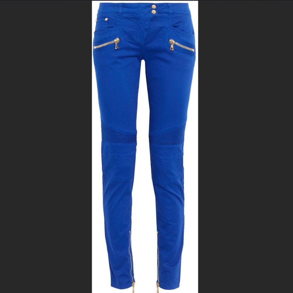 Balmain Low Rise Moto Jeans
